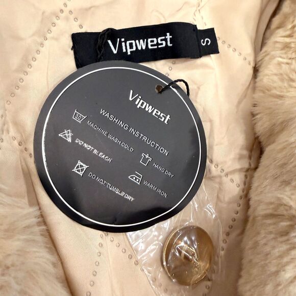 NWT Vipwest Faux Fur Tan Beige Teddy Coat - Size S - Picture 6 of 8
